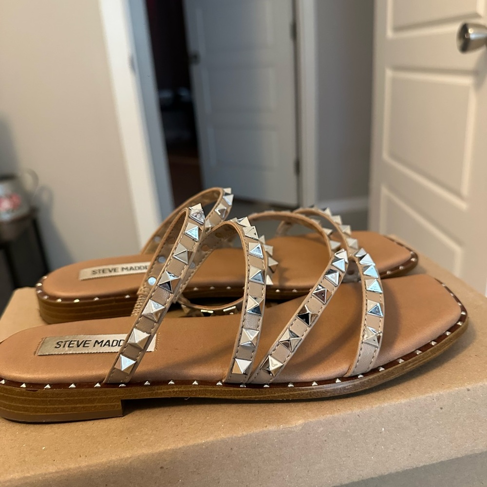 Steve Madden Brown Studded Strappy Sandals